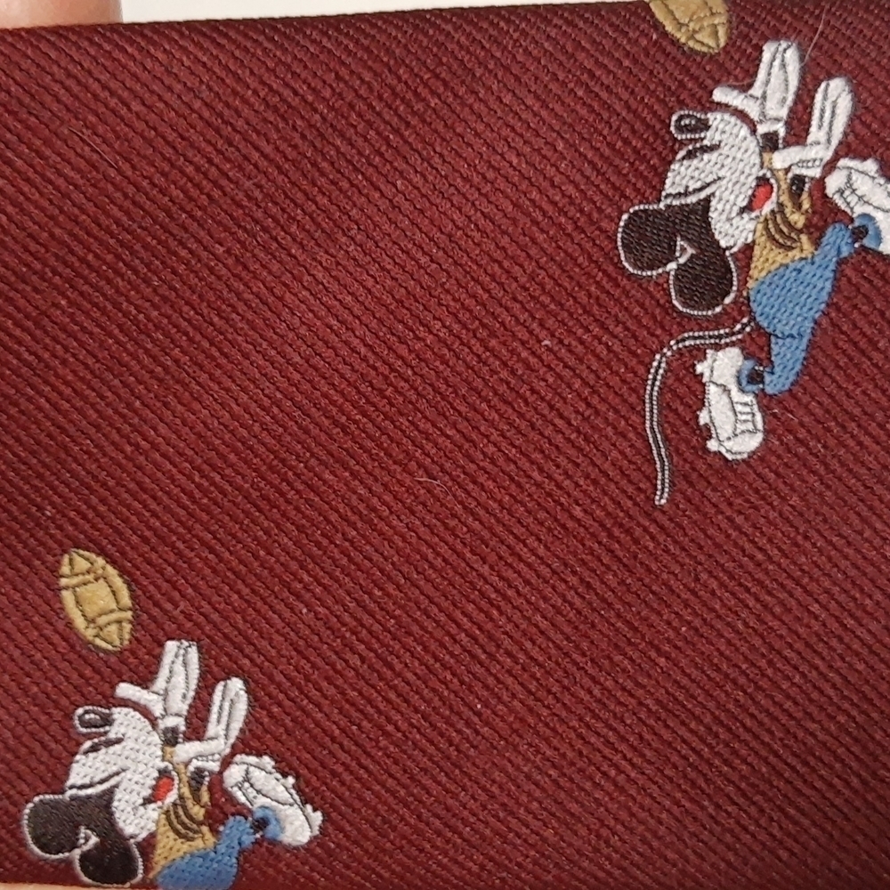 Mickey Mouse Tie Burgundy with Footballs 56 x 3